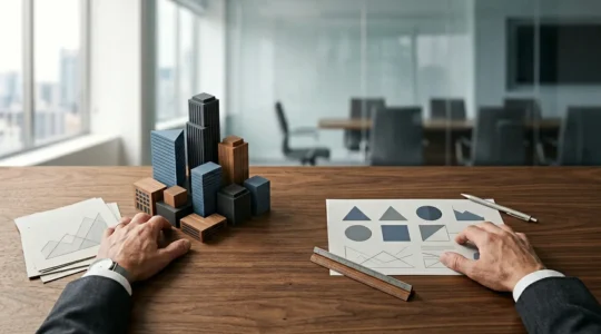 Business professional analyzing financial documents with subtle visual elements representing strategic debt management and corporate growth