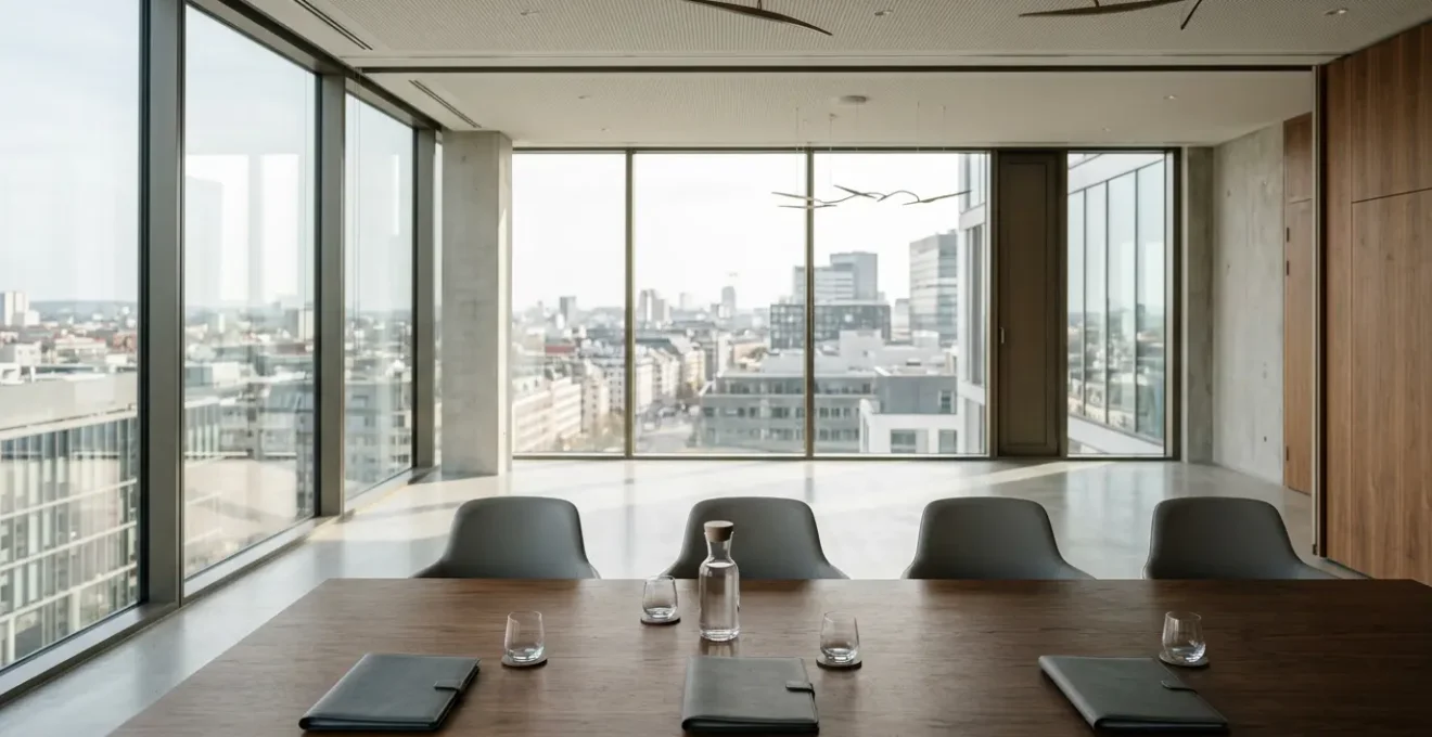 Professional boardroom setting symbolizing premium private equity governance structure