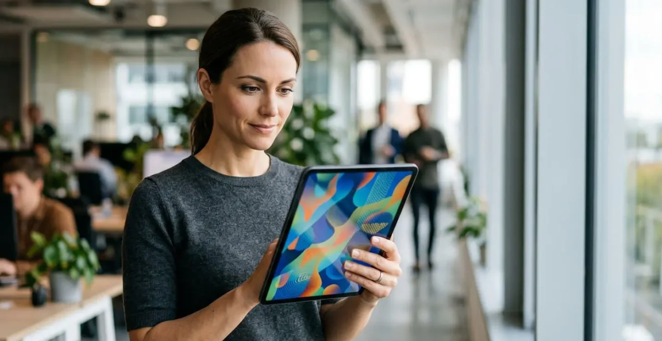 Close-up perspective of business professional conducting discrete market research