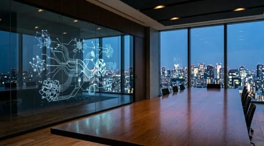 Strategic business intelligence visualization showing interconnected customer relationship data protecting enterprise accounts