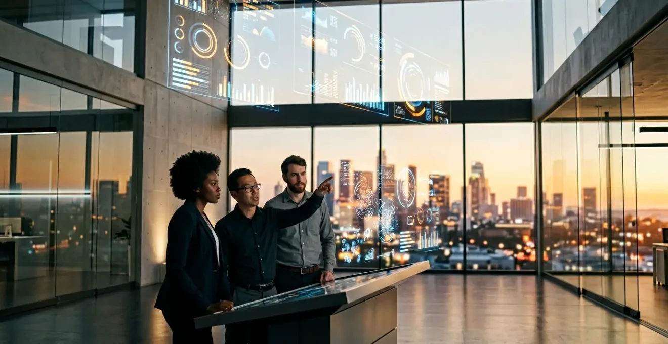 Professional data analytics control room showing real-time campaign metrics