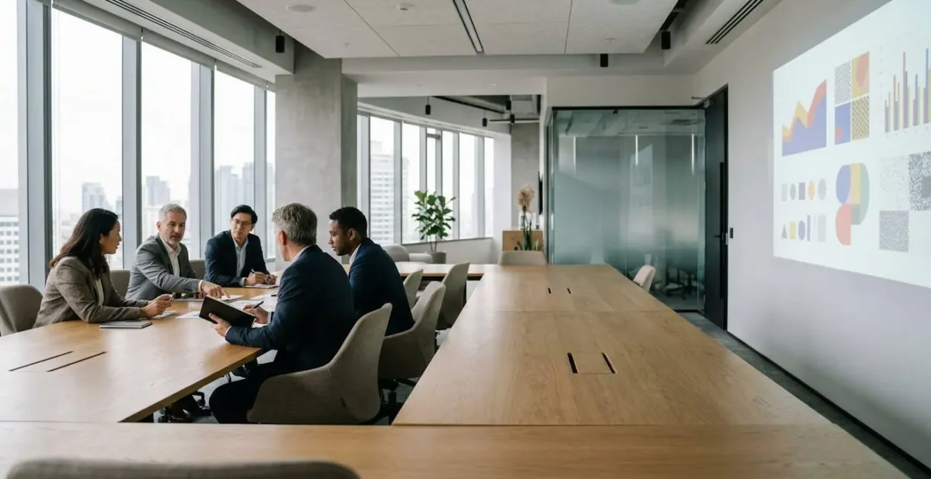 Business team navigating complex digital transformation process with strategic oversight and collaborative planning