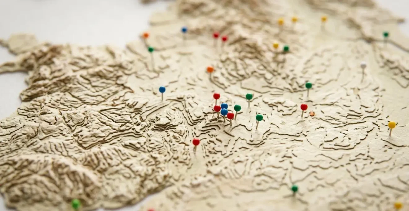 Visual representation of UK sales territories with remote team distribution
