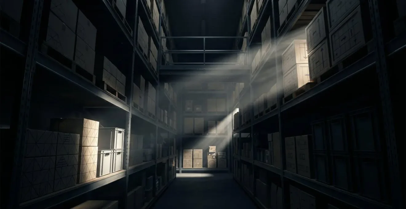 Retail stockroom showing hidden inventory areas being revealed through tracking