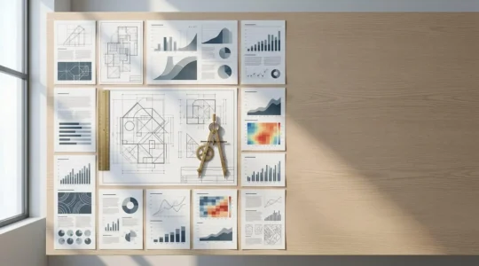 Abstract strategic planning environment showing competitive business landscape analysis