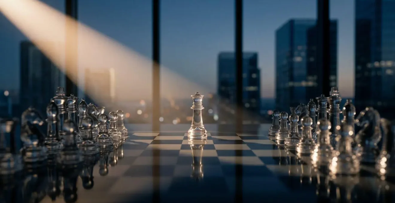 Abstract visualization of an analytical thinking process in a corporate environment