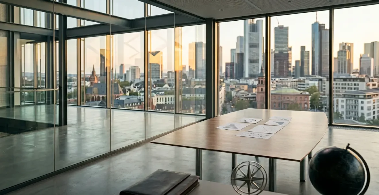 Strategic business analysis scene for European market expansion into regulated territories