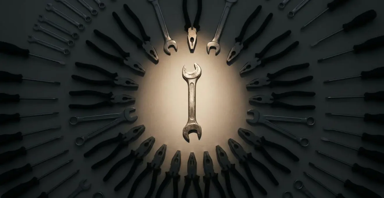 Visual metaphor representing the cognitive burden of unused software features